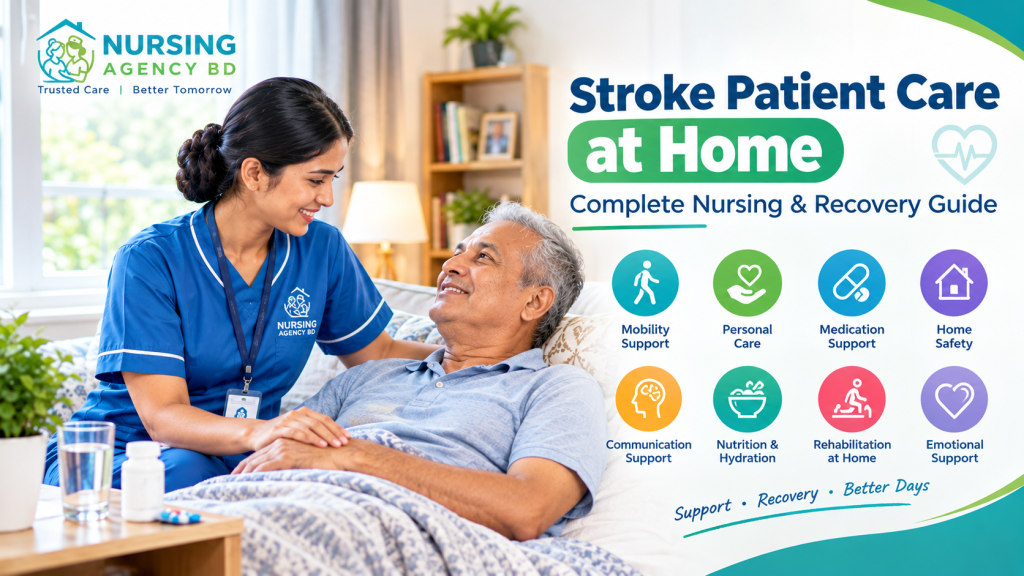 Nurse caring for a stroke patient at home